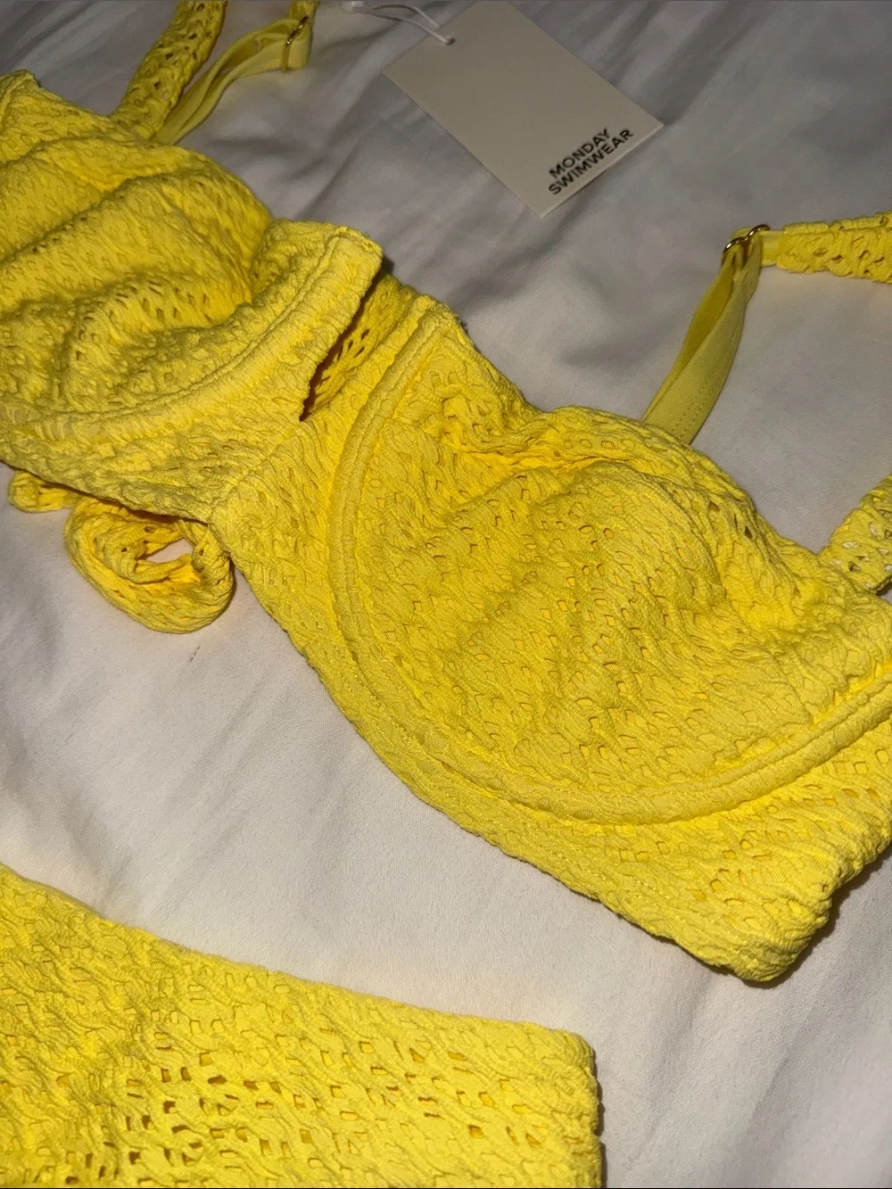 Monday Swimwear Sunny Yellow Crochet Bikini